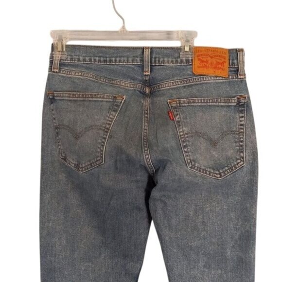 Levis 505 Original Fit W32 L30 Mens Jeans Distressed Blue Denim - Picture 15 of 15